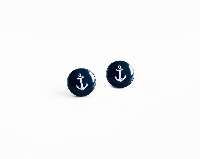 Anchor Earrings Studs Nautical Jewelry Anchor Stud Earrings Etsy