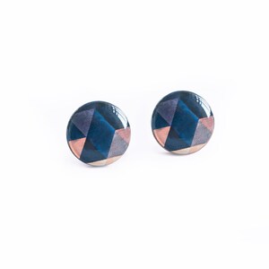 Geometric stud earrings nickel free earrings studs dark blue stud earrings ohrstecker modern jewelry handmade studs everyday wear image 6