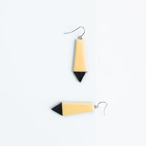 Geometric earrings Minimalist jewelry Living coral earrings gift for her unusual earrings Yellow