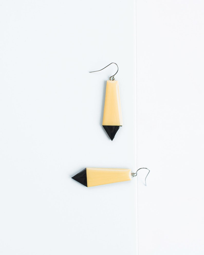 Geometric earrings Minimalist jewelry Living coral earrings gift for her unusual earrings Yellow