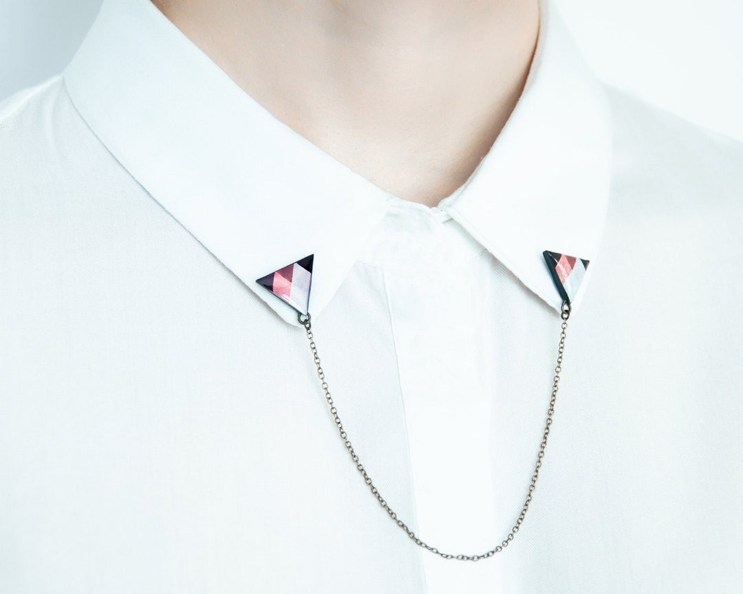 Triangular Collars Triangle Collar Pins, Unique Accessory, Collar Chain, Shirt Brooches - Etsy