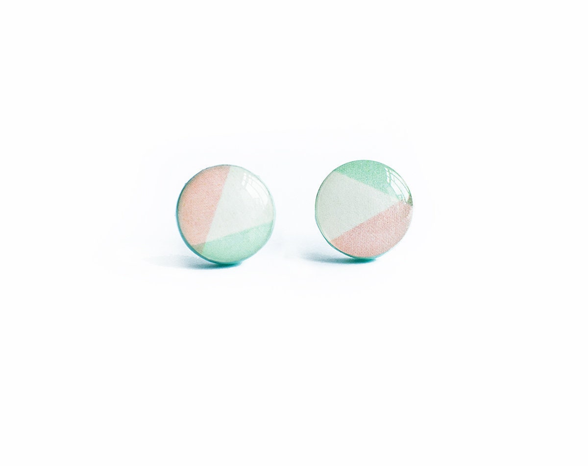 Pastel stud earrings geometric post earrings designer jewelry Etsy