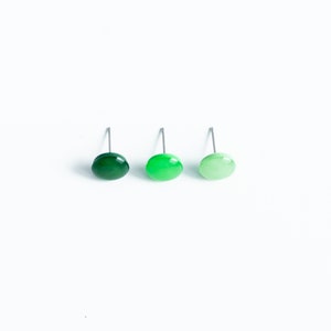 Green earrings studs Surgical steel stud earrings nickel free image 8