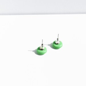 Green earrings studs Surgical steel stud earrings nickel free image 6