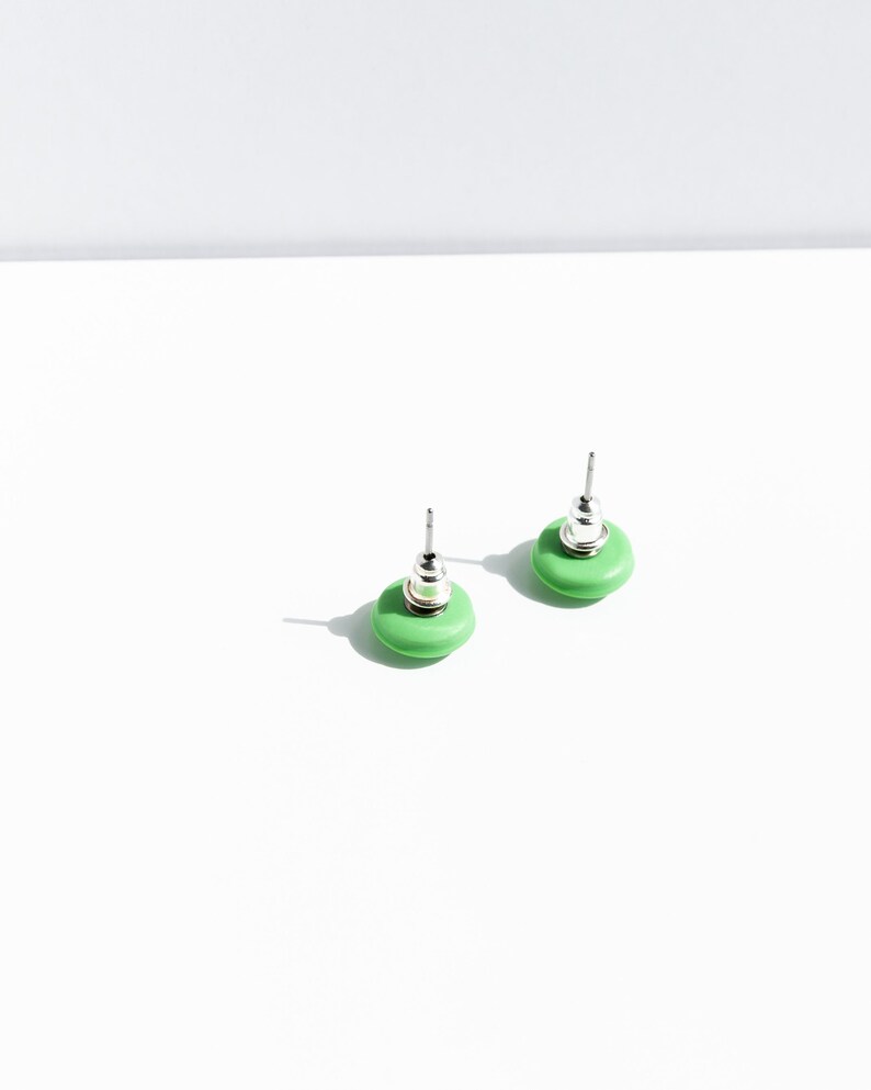 Green earrings studs Surgical steel stud earrings nickel free image 6