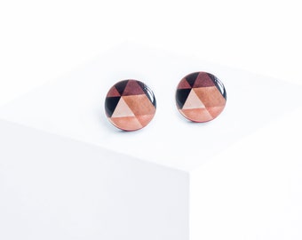 Brown stud earrings, geometric earrings studs, stud earrings for women, boucles d'oreilles