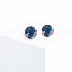 Geometric stud earrings nickel free earrings studs dark blue stud earrings ohrstecker modern jewelry handmade studs everyday wear