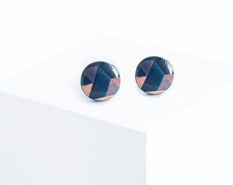 Geometric stud earrings nickel free earrings studs dark blue stud earrings ohrstecker modern jewelry handmade studs everyday wear