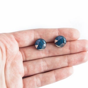 Geometric stud earrings nickel free earrings studs dark blue stud earrings ohrstecker modern jewelry handmade studs everyday wear image 5