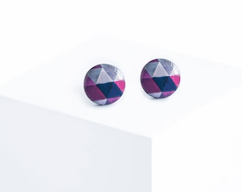 Purple stud earrings Modern jewelry Geometric nickel free earrings violet