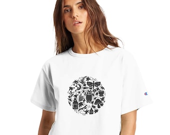 Dark Witchy Vibes T-Shirt, Cottagecore Goth Owl Moth Mushroom Crop Top, Mystical Nature Lover Apparel, Boho Occult Witchy Gift for Her