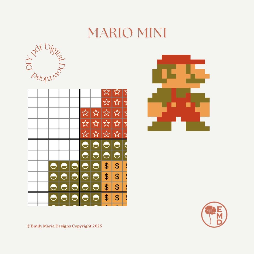 Mario Mini (digital Download) - Paint Your Own Needlepoint Canvas ...