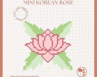 Mini Loto Coreano - Pinta tu propio lienzo de bordado - Gráfico en PDF de descarga digital instantánea