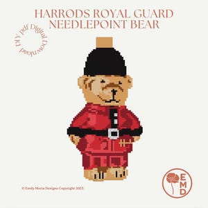 Harrods Royal Guard Bear  - Paint your own needlepoint canvas - Instant digitial download pdf chart