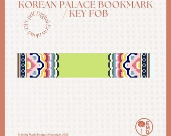 Patrón de marcapáginas bordado de palacio coreano: llavero DIY (descarga digital, gráfico en PDF)