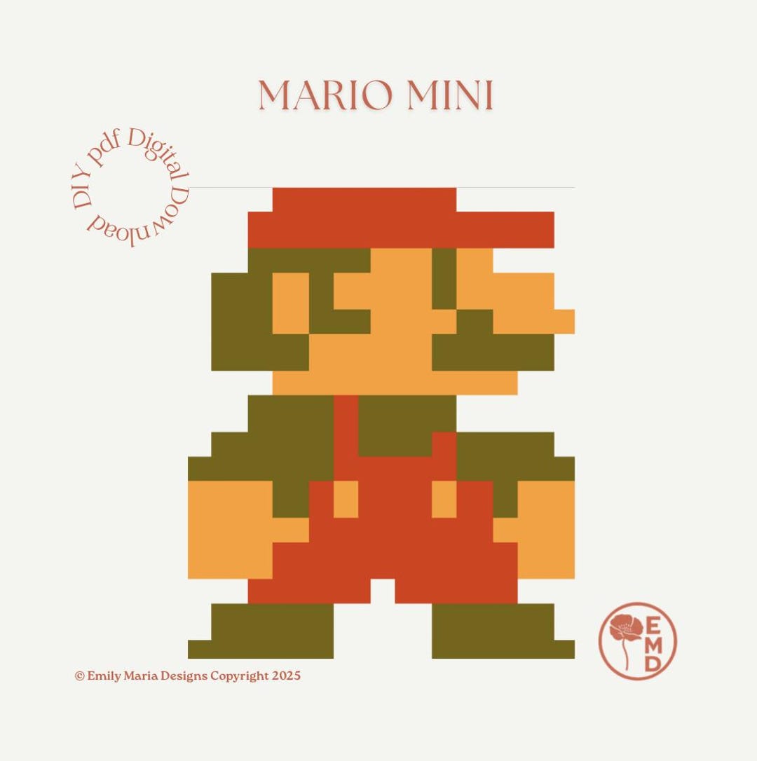 Mario Mini (digital Download) - Paint Your Own Needlepoint Canvas ...