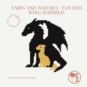 Fourth Wing Inspired - Tairn and Andarna - Paint your own needlepoint canvas downloadable chart