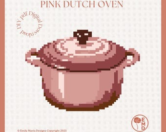 Patrón de bordado para horno holandés rosa - Decoración de cocina (Descarga digital, gráfico en PDF)