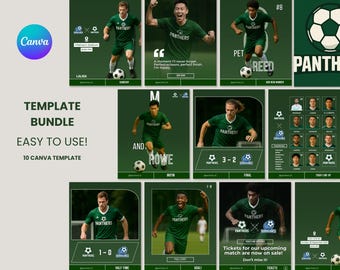 Sports Canva Template Bundle | 10 Editable Game Day Templates | Football & Soccer Social Media Kit