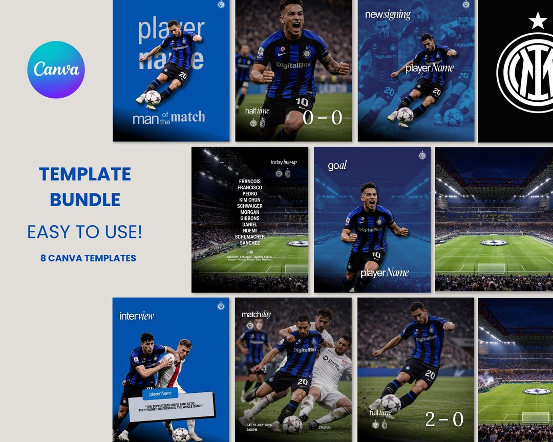 Sports Canva Template Bundle | 8 Editable Game Day Templates | Football ...