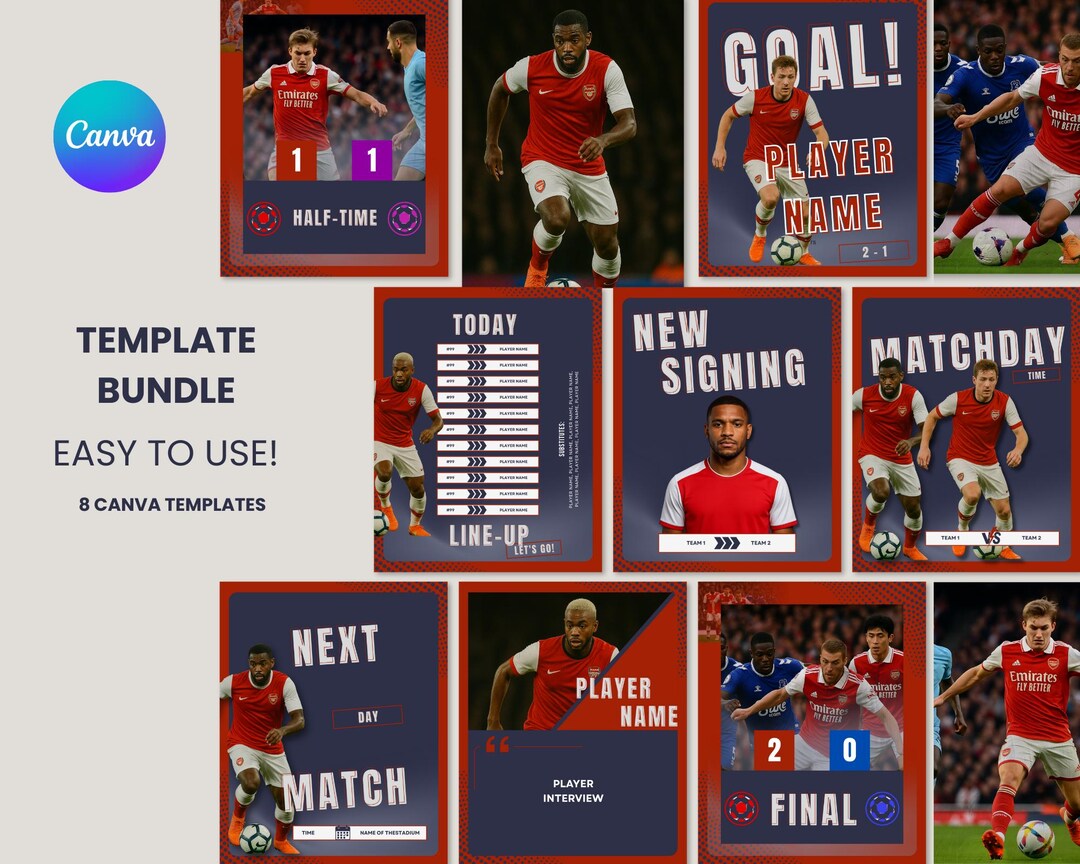 Sports Canva Template Bundle | 8 Editable Game Day Templates | Football ...