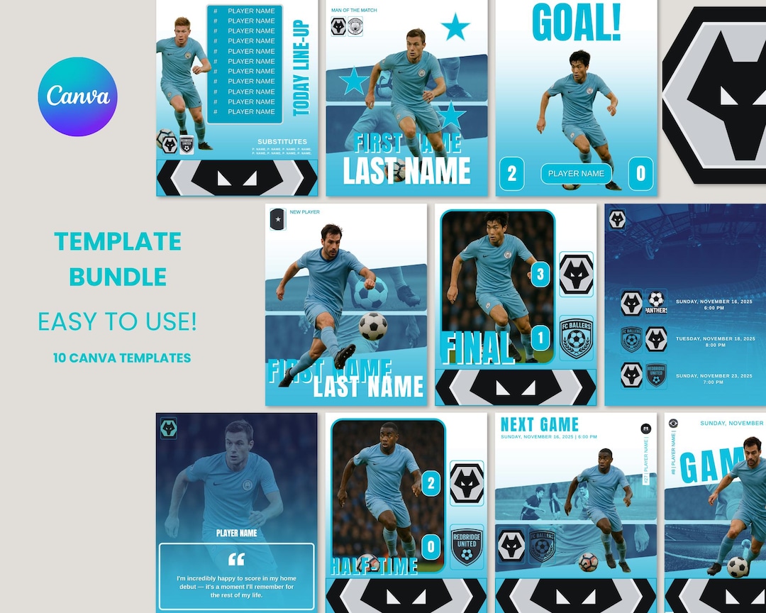 Sports Canva Template Bundle | 10 Editable Game Day Templates ...
