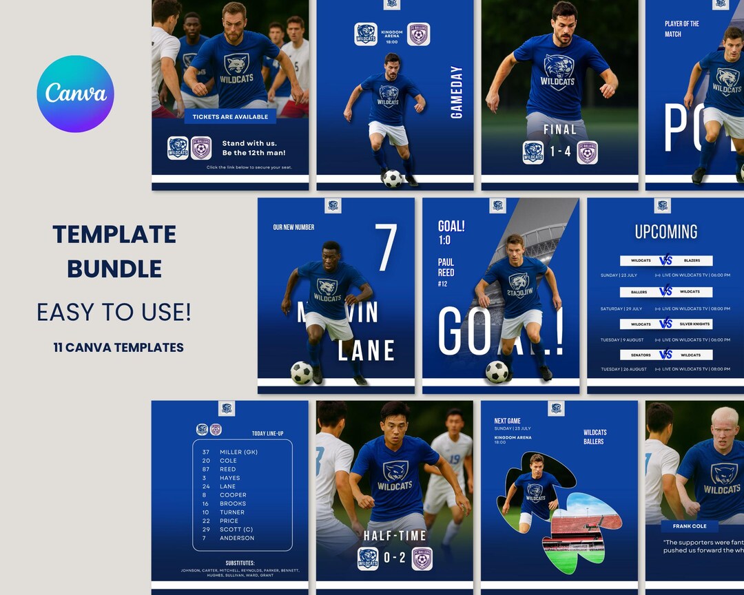 Sports Canva Template Bundle | 11 Editable Game Day Templates ...