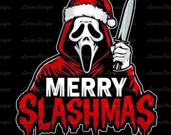 Merry Slashmas SVG PNG | Scream Christmas Ghost Face Design |