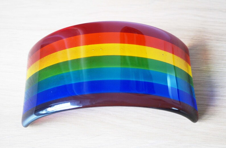 Fused Glass Rainbow Bridge, Handmade Glass Rainbow Arch, Pet Memorial, Pet Loss, Medium, 15cm x 7.5cm image 4