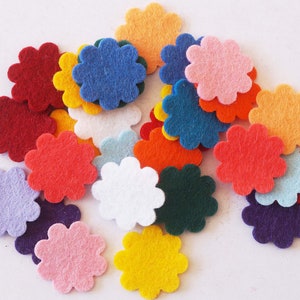 Small Felt Flower Die Cuts, Mixed Colours, Craft Felt Flower Embellishments, 2.2cm