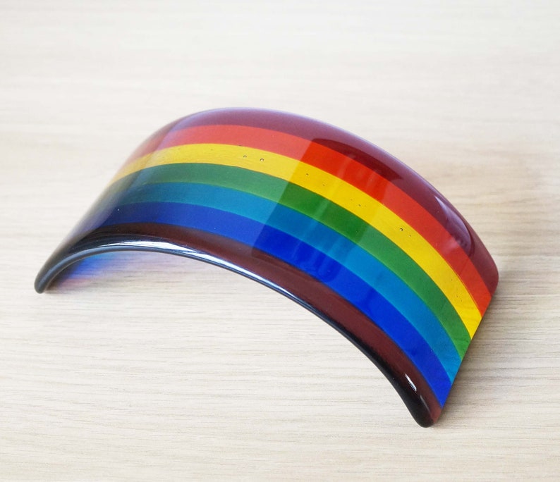 Fused Glass Rainbow Bridge, Handmade Glass Rainbow Arch, Pet Memorial, Pet Loss, Medium, 15cm x 7.5cm image 3