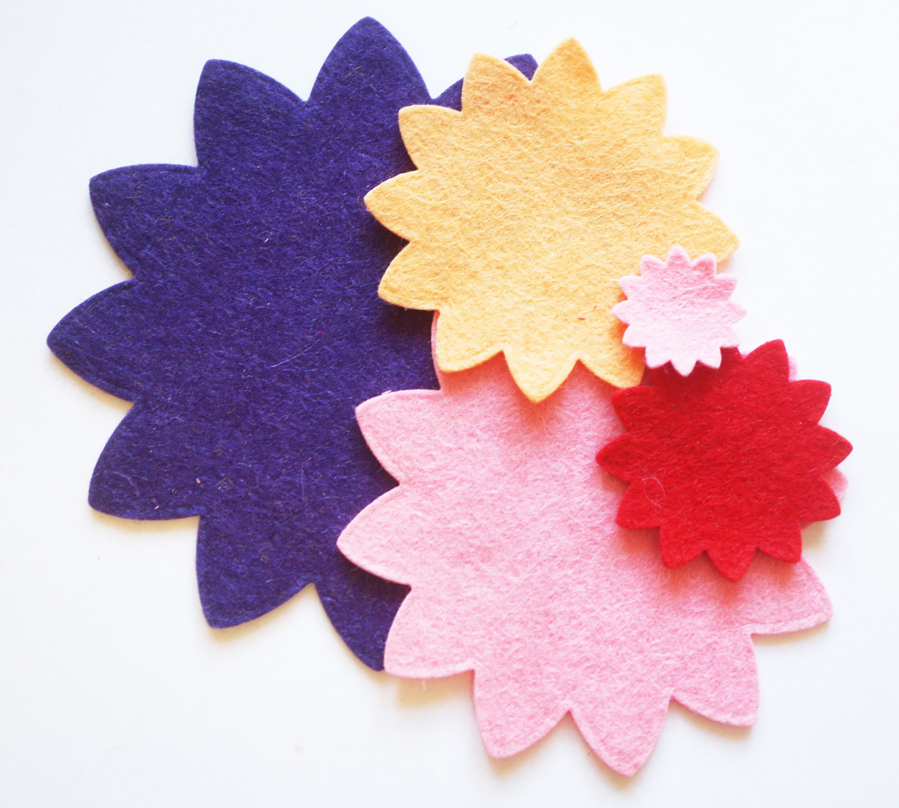 Felt Flower Die Cuts Craft Felt Flower Embellishments Five Etsy