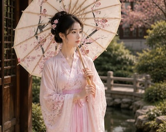 Japanese Cherry Blossom Paper Parasol – Sakura Umbrella, Asian Wedding Decor, Oriental Photography Prop, Garden Decoration