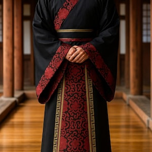 Peignoir Hanfu en patchwork floral pour homme