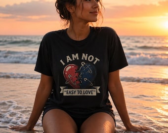 Koszulka z grafiką „Złamane serce”, napis „Anti Love”, luźny krój unisex