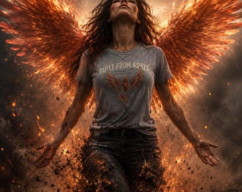 Koszulka z Phoenixem „Built From Ashes” | Koszulka z Ptakiem Ognia Rising Fire