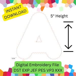 5" Bubble Letter Alphabet With Zig Zag overlay JEF DST EXP Pes Pec vp3 xxx Embroidery Files | Uppercase Letters