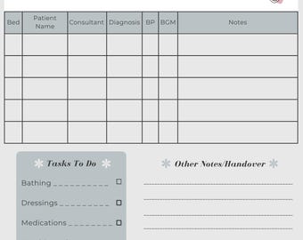 Nurse Shift Planner Printable | Patient Report Template (Digital Download)