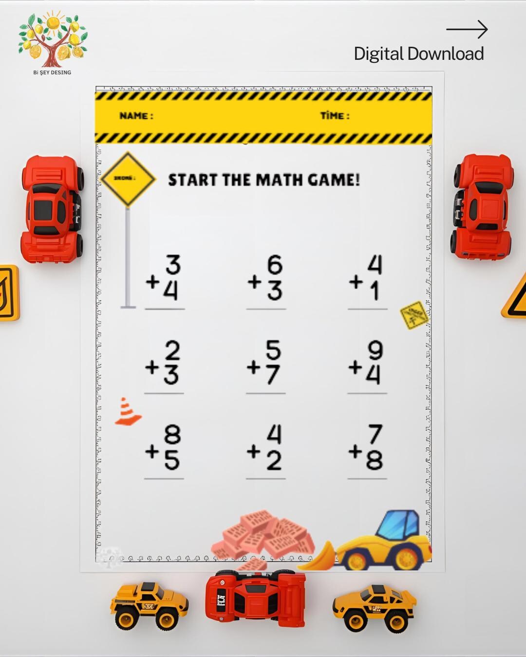Construction Math Learning Station Construction Math Workbook: Addition & Subtraction, Grade 1 (digital ...