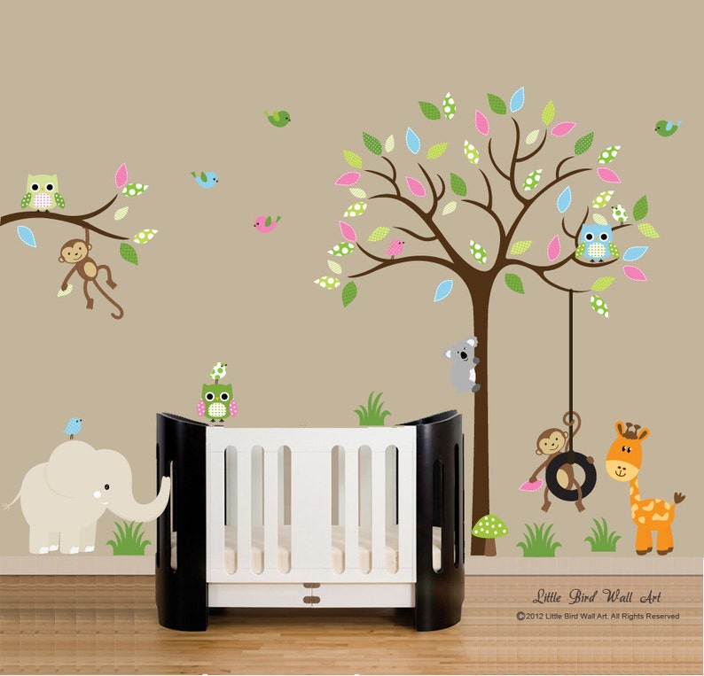 Children wall decals jungle safari tree wall decal vinyl decal Etsy
