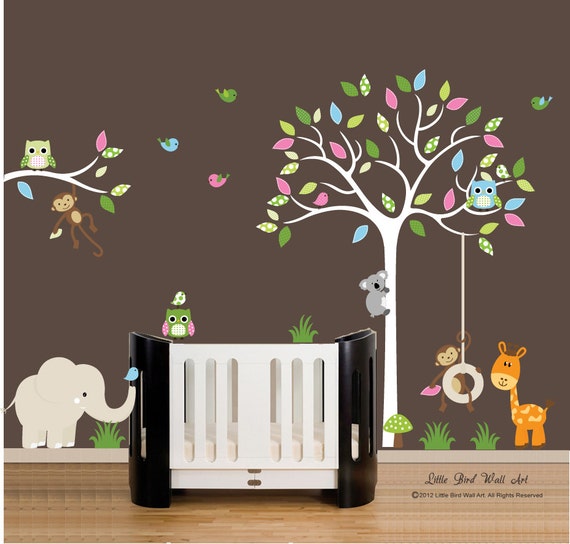 Children Wall Decals White Tree Decal Vinyl