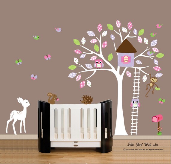 Children wall decals vinyl wall decal white tree vinyl decal Etsy