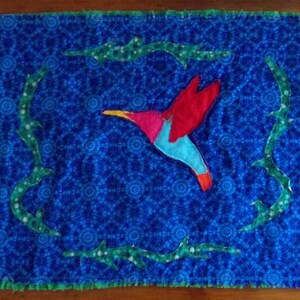 Applique Mini Quilt Pattern, Hummingbird image 3