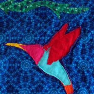Applique Mini Quilt Pattern, Hummingbird image 4