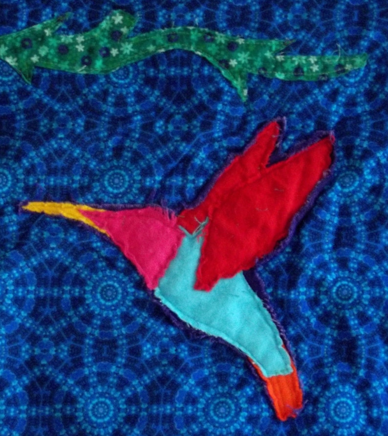 Applique Mini Quilt Pattern, Hummingbird image 4