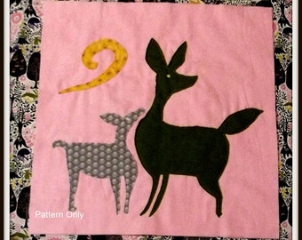 Woodland Animal Quilt Block Pattern "Deer"