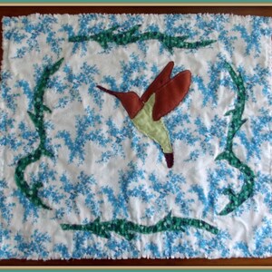 Applique Mini Quilt Pattern, Hummingbird image 1