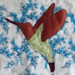 Applique Mini Quilt Pattern, Hummingbird image 2