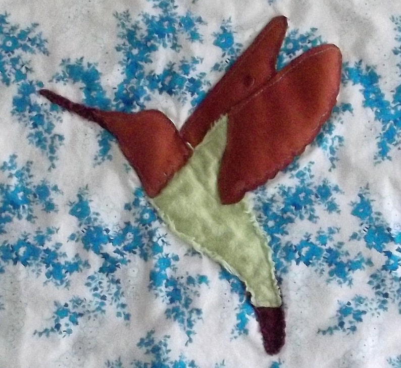 Applique Mini Quilt Pattern, Hummingbird image 2