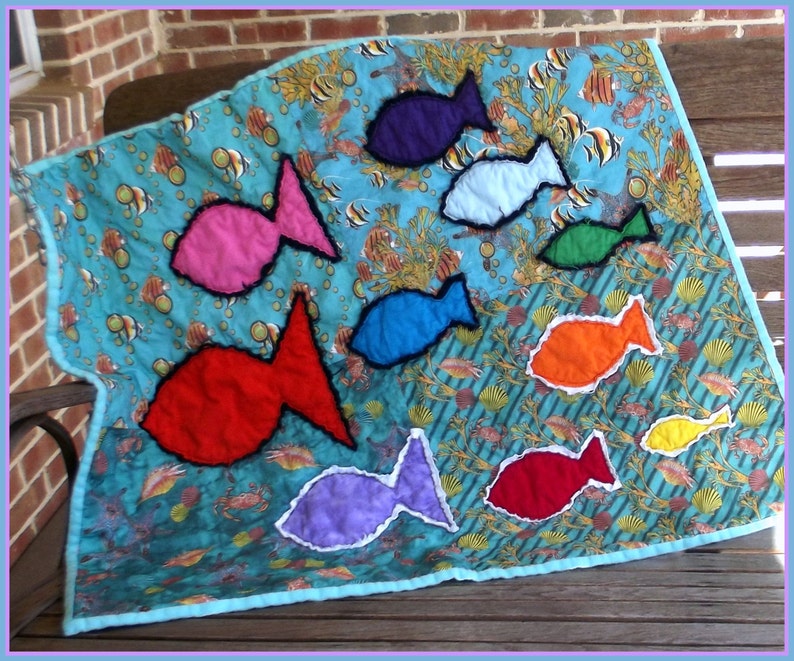 Fish in School Baby Quilt PDF Pattern image 2